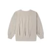 Camisola com capuz bege de malha solta e decote em V