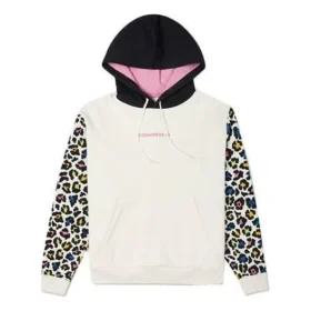 Camisola com capuz e estampado de leopardo arco-íris Tamanhos asiáticos “Off White”