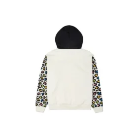 Camisola com capuz e estampado de leopardo arco-íris Tamanhos asiáticos “Off White”