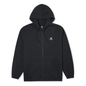Camisola com capuz e fecho completo Go-To com estrela bordada e padrão Chevron – Tamanhos asiáticos “Preto”