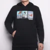 Camisola com capuz e gráfico de banda desenhada Tamanhos asiáticos “Preto”