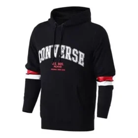 Camisola com capuz e texto universitário Tamanhos asiáticos “Black”