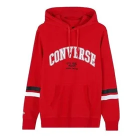 Camisola com capuz e texto universitário Tamanhos asiáticos “Vermelho”