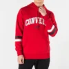 Camisola com capuz e texto universitário Tamanhos asiáticos “Vermelho”
