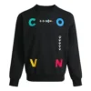 Camisola com gola redonda e estampado de letras contrastantes desportivas Tamanhos asiáticos “Preto”