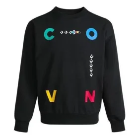 Camisola com gola redonda e estampado de letras contrastantes desportivas Tamanhos asiáticos “Preto”
