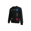 Camisola com gola redonda e estampado de letras contrastantes desportivas Tamanhos asiáticos “Preto”
