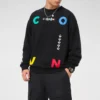 Camisola com gola redonda e estampado de letras contrastantes desportivas Tamanhos asiáticos “Preto”
