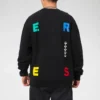 Camisola com gola redonda e estampado de letras contrastantes desportivas Tamanhos asiáticos “Preto”