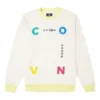 Camisola com gola redonda e estampado de letras contrastantes, tamanho asiático “Branco”