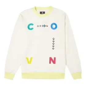 Camisola com gola redonda e estampado de letras contrastantes, tamanho asiático “Branco”