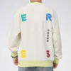 Camisola com gola redonda e estampado de letras contrastantes, tamanho asiático “Branco”