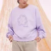 Camisola com gola redonda e padrão floral Tamanhos asiáticos “Lilac”