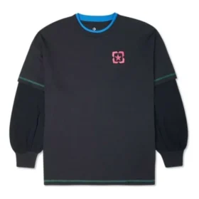 Camisola com logótipo estampado Tamanhos asiáticos “Preto Azul”