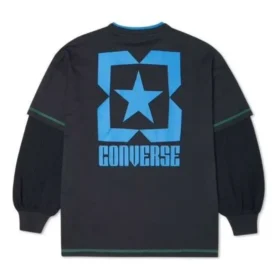 Camisola com logótipo estampado Tamanhos asiáticos “Preto Azul”