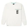 Camisola de gola redonda com bolso no peito e forro polar da série de Ano Novo da Converse para homem, Branco Leite