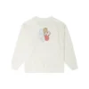 Camisola de gola redonda com padrão floral Tamanhos asiáticos “Branco”