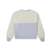 Camisola de gola redonda em lã de carneiro com costuras, com capuz, em branco leite