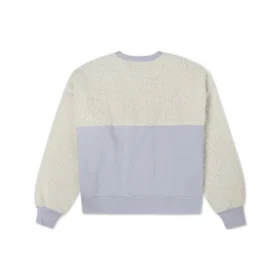 Camisola de gola redonda em lã de carneiro com costuras, com capuz, em branco leite Camisola de gola redonda em lã de carneiro com costuras, com capuz, em branco leite