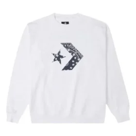Camisola de malha com logótipo Converse Cashew de gola redonda para homem, branca Camisola de malha com logótipo Converse Cashew de gola redonda para homem, branca