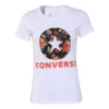 Camisola de manga curta com estampado de flores, branca