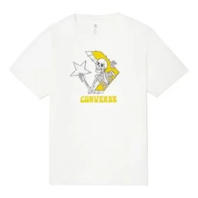 Camisola de manga curta com gola redonda e estampado esqueleto da Converse para homem, branca