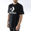 Camisola de manga curta com gola redonda e logótipo Alphabet impresso, preta