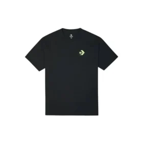 Camisola de manga curta com logótipo Converse para homem, gola redonda, preta