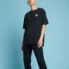 Camisola de manga curta com logótipo Converse para homem, gola redonda, preta