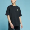 Camisola de manga curta com logótipo Converse para homem, gola redonda, preta