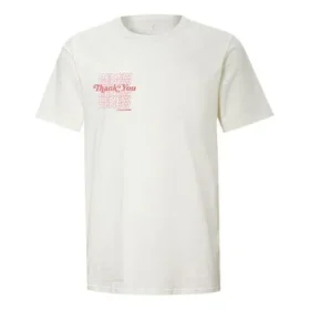 Camisola de manga curta reversível com impressão de letras, branca cremosa