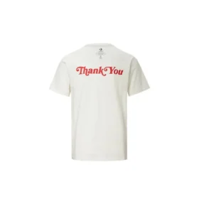Camisola de manga curta reversível com impressão de letras, branca cremosa