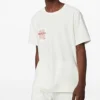 Camisola de manga curta reversível com impressão de letras, branca cremosa