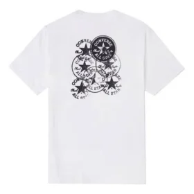Camisola desportiva de malha com gola redonda e manga curta Converse Chuck Printing para homem, branca