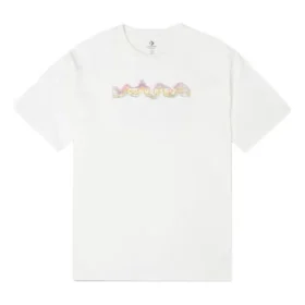 Camisola desportiva de malha larga de manga curta branca com estampado Converse para homem