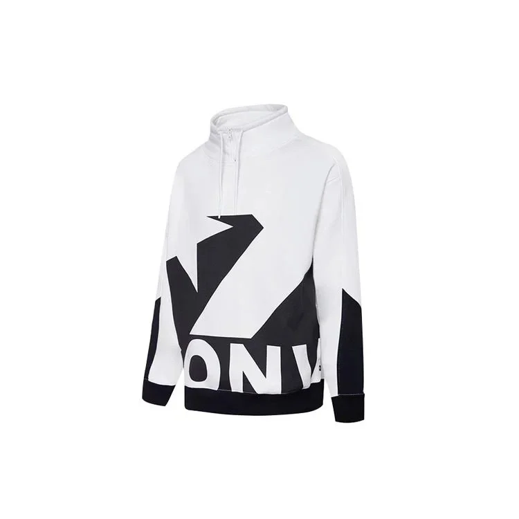 Camisola desportiva masculina Converse com gola alta e logótipo em cores contrastantes, branca