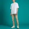 Camisola desportiva masculina Converse Skate com estampado solto, gola redonda e manga curta, branca