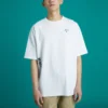Camisola desportiva masculina Converse Skate com estampado solto, gola redonda e manga curta, branca