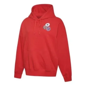 Capuz com cordão e logótipo impresso Vermelho