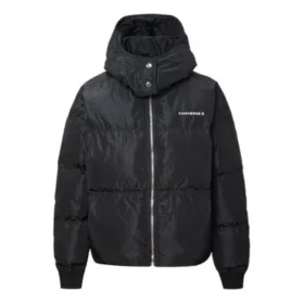 Casaco acolchoado oversized de penas Tamanhos asiáticos “Preto”