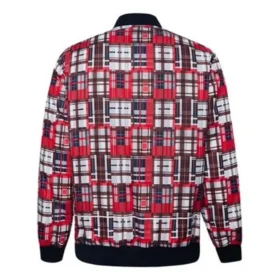 Casaco Bomber Utilitário Estampado Tamanhos Asiáticos “Vermelho Branco”