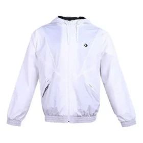 Casaco com capuz, cordão e bolso com fecho Branco Casaco com capuz, cordão e bolso com fecho Branco