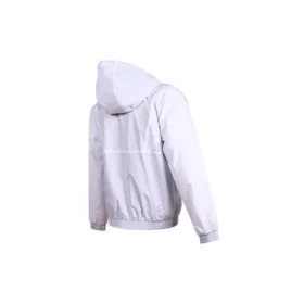 Casaco com capuz, cordão e bolso com fecho Branco Casaco com capuz, cordão e bolso com fecho Branco