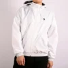 Casaco com capuz, cordão e bolso com fecho Branco