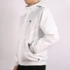 Casaco com capuz, cordão e bolso com fecho Branco