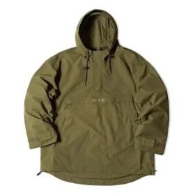 Casaco com capuz e meio fecho de correr Converse x Kim Jones para homem, estilo desportivo casual, verde militar Casaco com capuz e meio fecho de correr Converse x Kim Jones para homem, estilo desportivo casual, verde militar