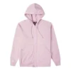 Casaco com capuz, mangas compridas e fecho de correr, cor sólida, tamanhos asiáticos “Rosa Roxo”