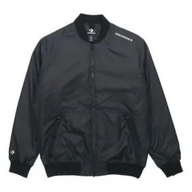 Casaco com fecho, tecido, à prova de vento e uniforme de basebol Converse Aviator para homem, preto de outono Casaco com fecho, tecido, à prova de vento e uniforme de basebol Converse Aviator para homem, preto de outono