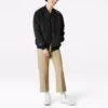 Casaco com fecho, tecido, à prova de vento e uniforme de basebol Converse Aviator para homem, preto de outono