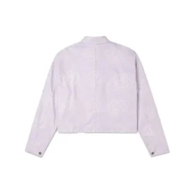 Casaco curto casual reversível com estampado roxo